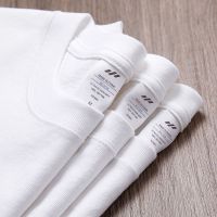 230g heavy t-shirt summer solid color white short-sleeved mens trend ins pure cotton round neck loose Japanese bottoming shirt