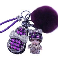 Gm key bag lady South Koreas lovely creative crystal key holster pendant car key chain