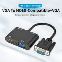 อะแดปเตอร์ VGA เป็น HDMI ที่รองรับ VGA Splitter พร้อมตัวแปลงเสียง3.5มม. รองรับจอแสดงผลคู่สำหรับโปรเจคเตอร์ PC HD Multi-Port VGA