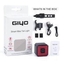 GIYO USB ท้ายไฟเบรครถจักรยานอัจฉริยะ,โคมไฟท้ายจักรยานไฟจักรยาน LED หยุดอัตโนมัติชาร์จไฟได้ความปลอดภัยใน IPX6-Waterproof