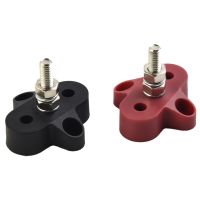 6mm Free Post Junction Block Terminal Stud Single Post 2pcs Black red DC48V Stainless Steel For Marine Boat Yachts