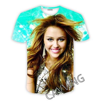 Miley Cyrus 3D พิมพ์เสื้อยืดลำลองเสื้อฮิปฮอปสไตล์ฮาราจูกุท็อปส์เสื้อผ้าแฟชั่นสำหรับผู้หญิง/ผู้ชาย