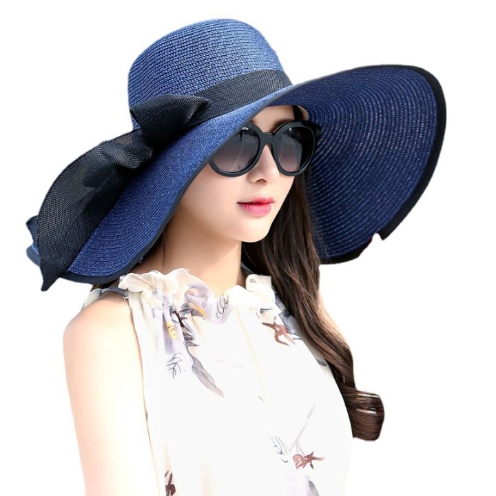 uv-protection-cap-folding-beach-hat-hundreds-of-beach-hat-straw-hat-with-bow-wide-brim-sun-hat-hand-knit-sun-hat