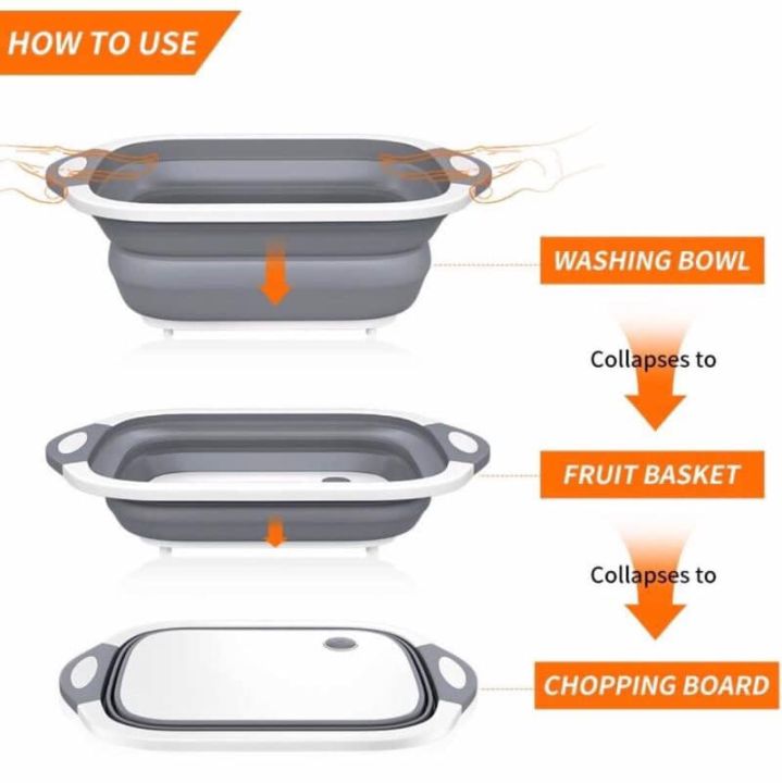 เขียง-3-in-1-folding-cutting-board-เขียงซิลิโคนพับเก็บได้ล้างผักผลไม้-กะละมัง-พร้อมเขียง-กะละมัง-ล้างผัก-ผลไม้-พับเก็บได้-ผลิตจากวัศดุพลาสติกแข็ง