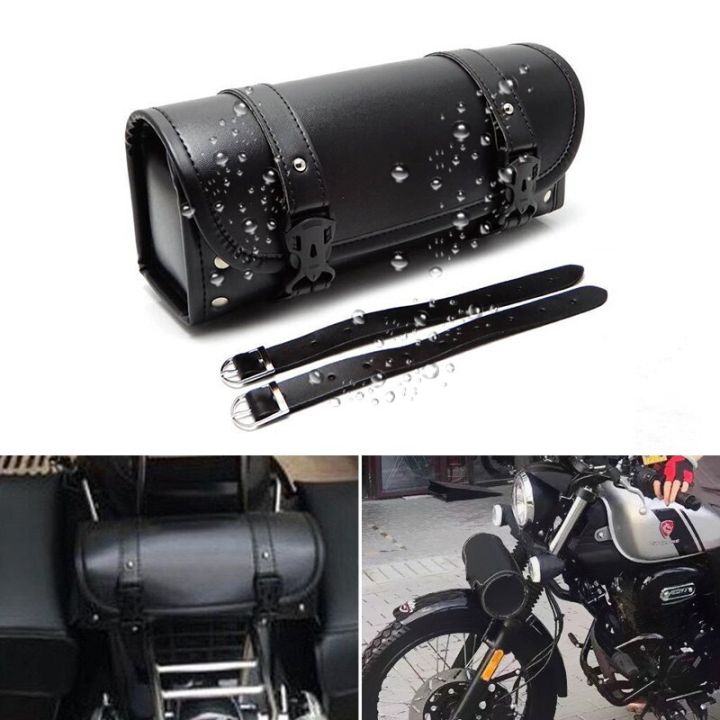 ถุงเครื่องมืออานจักรยานรูปทรงกระบอกสำหรับ-cruiser-กระเป๋าเครื่องมือส้อมมือจับด้านหน้ากระป๋องใส่ส้อมถุงอานสีดำสำหรับรถจักรยานยนต์