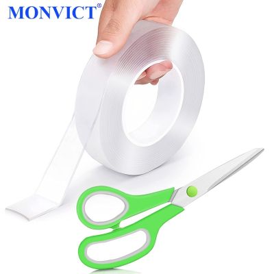 Transparent Double Sided Tape With Scissor Nano Tapes Waterproof Wall Stickers Reusable Heat Resistant Bathroom Home Decor
