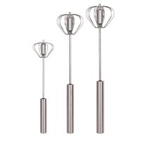 ☄๑ Stainless Steel Whisk Manual Press Type Rotary Egg Beater Semi-automatic Egg Beater Self Turning Egg Stirrer Kitchen Accessories