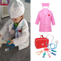 Children Surgical Uniform Cosplay Costume Dentist Uniform Toy Set Halloween Kid White Gown Girl Boy Carnival Party Wear