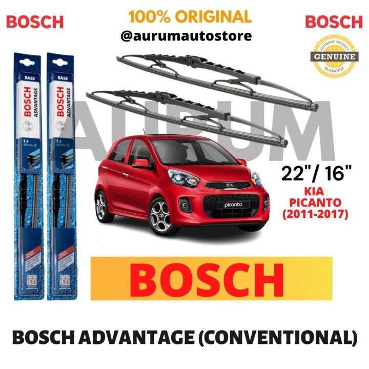 Bosch Advantage Wiper blade set for Kia Picanto 20112017 (22/16) 2pcs