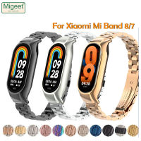 Migeet สายรัดอัจฉริยะสำหรับ Xiaomi Mi 8สาย Mi Band 7สายรัดข้อมือโลหะเหล็กสแตนเลสสตีลสำหรับสาย Xiaomi Mi 8สายรัด Miband 7สาย Mi Band 6 Mi Band 5 4 3สายรัดข้อมือ