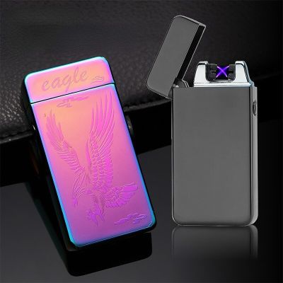 ZZOOI Double arc USB rechargeable electric lighter windproof smokeless lighters smoking accessories cool electronic gadgets