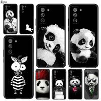 CWCute สัตว์ Panda สำหรับ Samsung Galaxy S22 S21 S20 Ultra Plus Pro S10 S9 S8 4G 5G TPU สีดำซิลิโคนปกกรณี Coque