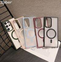 {On1ine 3C แบบดิจิทัล} สำหรับเคสชาร์จไร้สายแม่เหล็กโลหะผิวด้านโปร่งใส Magsafe Samsung S22หรูหราเป็นพิเศษ