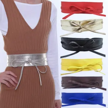 Fashion Leather Waist Belt Wrap Around Self Tie Cinch Waistband Women Belt