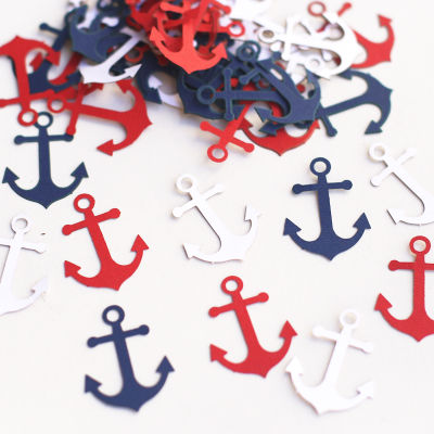 100 Anchor Confetti for Nautical Theme &amp; Beach Theme Wedding, Baby Shower, Birthday Party, Anchor Party Decorations c25