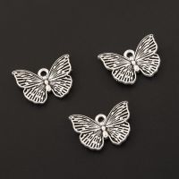 50pcs Silver Color 18x13mm Small Butterfly Charms Flying Animals Garden Pendant For DIY Handmade Metal Jewelry Making Accessorie DIY accessories and o