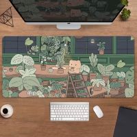 Kawaii Desk Mat 900x400 Soft Speed Mousepad Green Plant Bunny Bear Xxl tropical Deskmat Large xxl lo fi Gaming Mouse Pad Anime