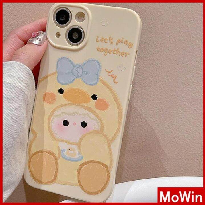 mowin-เข้ากันได้สำหรับ-เคสไอโฟน-เคสไอโฟน11-เคส-iphone-11-เคสไอโฟนครีมเคลือบเงาฟิล์มนุ่ม-tpu-เคสกล้องกันกระแทกป้องกันเป็ดสีเหลืองน่ารักเข้ากันได้กับ-iphone-13-pro-max-12-pro-max-11-xr-xs-max-7-8plus