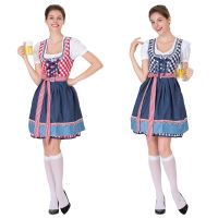 ชุดเดรสชุดสาวเมทชุดพนักงานทำความสะอาดปักลายเสื้อผ้าเบียร์บาวาเรียนแบบดั้งเดิมเทศกาลเบียร์เยอรมัน