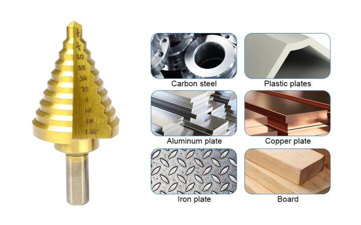 nindejin-5ชิ้นหัวสว่านชุดบิต1-3-8-3-16-ไฮสปีดไทเทเนียมเคลือบก้าวกรวยดอกสว่านชุดสำหรับโลหะไม้เหล็กพลาสติก