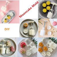 DIY Plastic Mooncake Mold 25g 50g 75g Cookie Cutter with Pineapple Lotus Stamp Hand Press Chocolate Moon Cake Mould DIY Bakeware Bread Cake  Cookie Ac