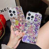 เคสโทรศัพท์เพชรสุดหรูผู้หญิงลายดอกไม้ผีเสื้อส่องแสงเป็นประกายวิบวับสำหรับ IPhone 11 13 14 Pro Max 12 Mini XR XS 7 8 Plus SE Girly กันกระแทก