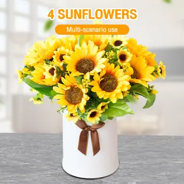 13 Heads Silk Sunflowers Artificial Sunflower Bouquet Artificial Flowers  Floral Arrangement for Wedding Party Office Home