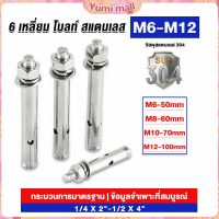 Yumi พุกสแตนเลส ขนาด 304 M6 M8 M10 M12 6 หัวเหลี่ยม  สแตนเลส Expansion Bolt