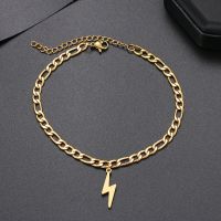 【CW】❈№  Lightning Anklets Fashion Cuban Chain Accessory Beach Anklet Foot Jewelry Gold Color Feet NEW