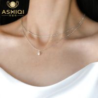 ASHIQI Real 925 Sterling Silver Natural Freshwater Pearl Necklace Chain for Women Gift