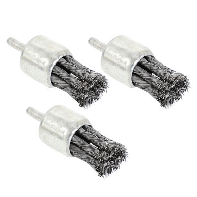 Wire Wheels Brush 3 Pcs Knotted Wire End Brush Sizes 0.7 1.0 1.2 1/4 Inch Round Shank Drill Bit Wire Brush for Derusting Paint Removal Deburring