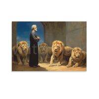 Jesus And The Lion โปสเตอร์ผ้าใบพิมพ์ลายศิลปะบนผนังห้องห้องนอนห้องเรียนสมัยใหม่การตกแต่งสวยงามของขวัญสำหรับเด็กผู้ชายและผู้หญิงแบบไม่มีกรอบขนาด08X12นิ้ว (20X30ซม.)