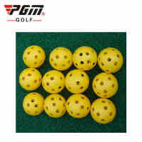 12pcs x Golf Ball ลูกกอล์ฟฝึกซ้อมในที่ร่ม  PGM Golf Ball for Practice แบบมีรู สีเหลือง Q009