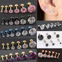 ซื้อในเหรียญแฟชั่น CZ 3 Prong Tragus กระดูกอ่อนหูเหล็กสแตนเลส Stud เพทายคริสตัลต่างหูเครื่องประดับแบบเจาะเหล็กสีดำ