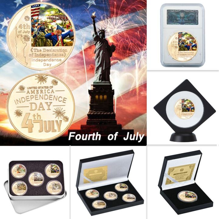 ชุดเหรียญกษาปณ์เหรียญที่สี่ของสะสมพร้อมกล่องเหรียญที่ระลึกวันฉลองอิสรภาพทหารสำหรับสะสม