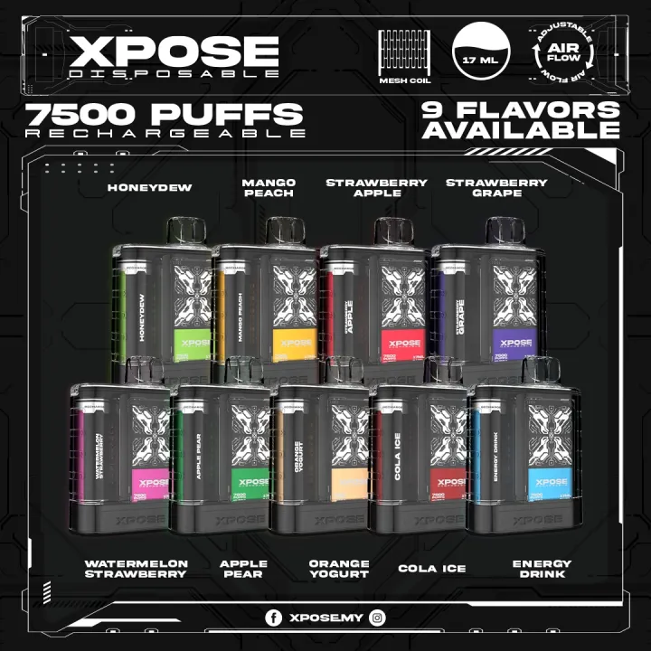 XPOSE 7500 puff Original Xpose Disposable 7500puff BEST SELLING RECHARGEABLE  | Lazada