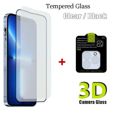 Transparent Glass For Apple iPhone 15 Pro Max Full Screen Protector + 3D Camera Lens Cover Tempered Glass For iPhone 15 Plus