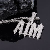 ☽卍  Customized Necklaces for Personalized CZ Name Iced Out Old English Letters Charms Pendant