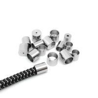 20pcs 316L Stainless Steel Leather Cord End Tip Cap Bead Connectors with 3 4 5 6 8mm Hole for DIY Round Leather Jewelry Making