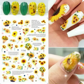 12 Sheets Sunflowers Nail Art Stickers Decals, 3D Water Transfer Self  Adhesive Nail Decals for Nails Designer Decorations, DIY Toenail Tattoos  with Daisy/Leaf for Women Kids Girls Nails Supplies Accessories : Amazon.in: