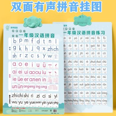 Learning Chinese pinyin chart initials finals audio alphabet wall stick voice read childrens early education point pen