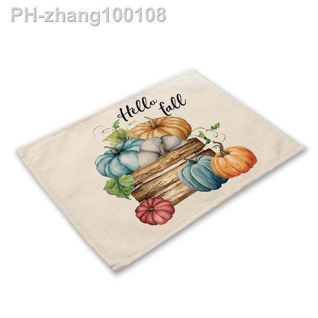 1pcs-thanksgiving-pumpkin-print-linen-dining-mat-the-fall-festival-autumn-harvest-placemat-car-maple-leaf-flower-drink-coaster