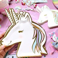 Unicorn Disposable Tableware Unicorn Party Supplies Paper Plates Napkins Happy Unicorn Birthday Party Decor Rainbow Horse Girl