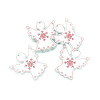 【cw】10PCS Wood Christmas Angel Pendant White Tags Christmas Tree Decorations Art Craft Ornaments DIY Xmas Decors ！