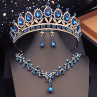 ชุด Barang Kemas Pengantin Fesyen dengan Tiaras untuk Puteri Mahkota Anting-Anting Kalung Ditetapkan untuk Perkahwinan Aksesori Kostum Pengantin