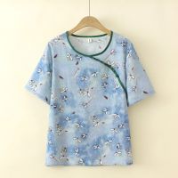 【มีไซส์ใหญ่】Plus Size Womens Short Sleeve Cute Printed Summer Shirts Oversized Vintage Female Tops