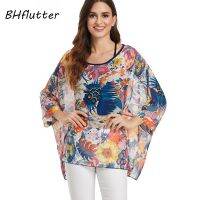 BHflutter Summer Tops for Women 2019 Fashion Batwing Casual Loose Chiffon Blouses Shirt Floral Print Boho Beach Blouse Blusas