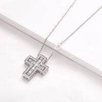 Slovecabin 925 Sterling Silver Italy Luxulry Double Cross Move D Letter Chain Belle Epoque Zircon Pendant Necklace Korean Gift