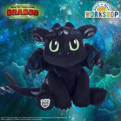 ‼️รุ่นใหม่‼️ตุ๊กตาเขี้ยวกุด เพลิงนวล Toothless 🌟 Build A bear Workshop 🌟มือสองลิขสิทธิ์แท้🌟 How To Train Your Dragon 🖤🤍