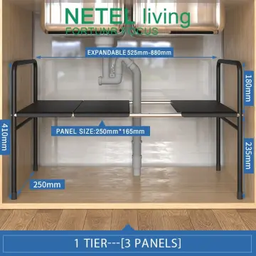 NETEL Under Sink Kitchen Rack Expandable Cabinet Shelf Organizer Shelf with  Removable Panels for Bathroom Storage